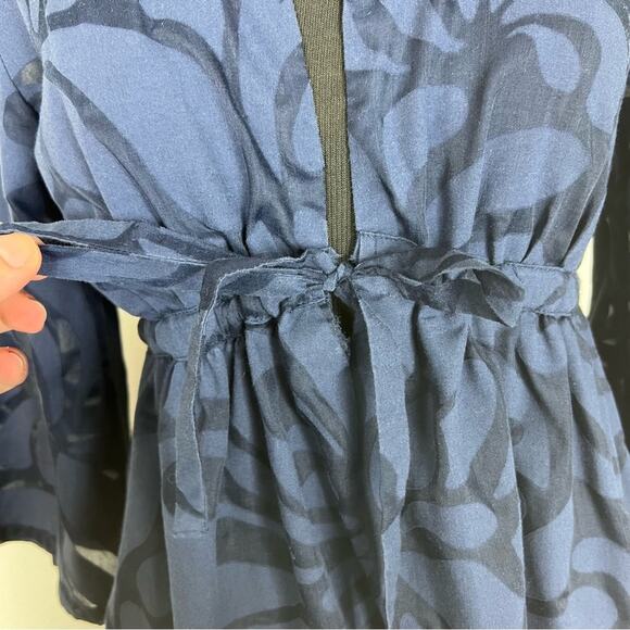 J. Crew Navy Blue Blouse Cotton Blend Burnout Sheer - Picture 4 of 7